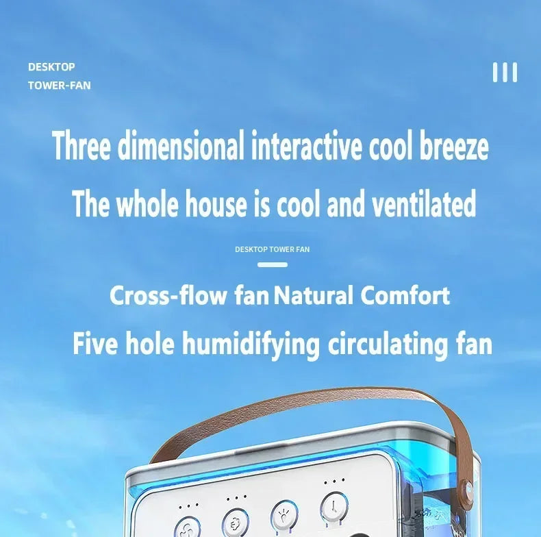 3-in-1 Portable Humidifier Fan | USB Air Cooler with LED Light & Essential Oil Diffuser